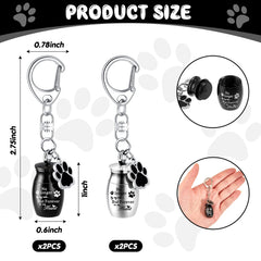 Sasylvia silver dog paw urn keychain for on the go memory