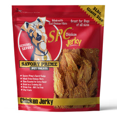 Savory Prime Chicken Jerky 32oz pack shot β premium chew for dogs.