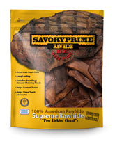 Savory Prime Rawhide Chips Beef pack provides a durable chew for dogs