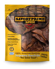 Savory Prime Rawhide Chips Beef pack provides a durable chew for dogs