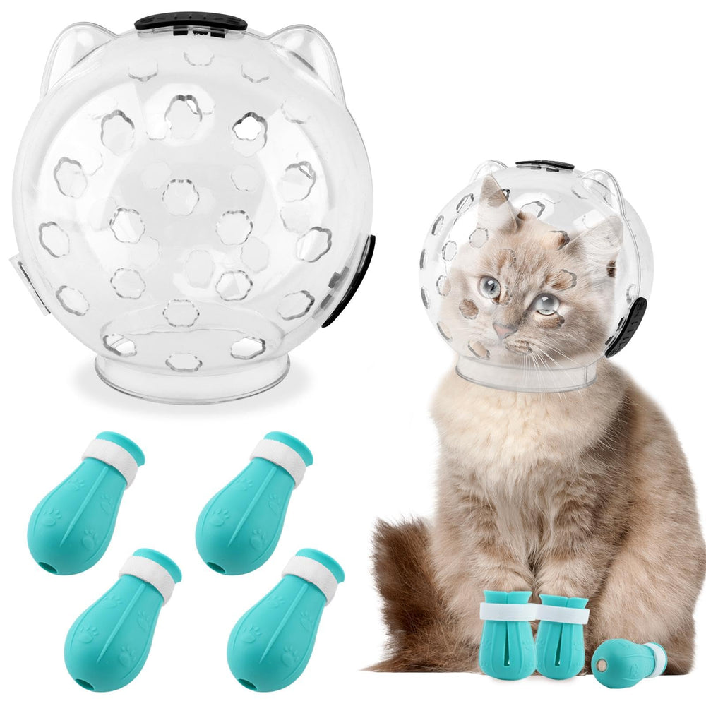 Saycker cat muzzle with transparent hood for safe grooming and clear vision