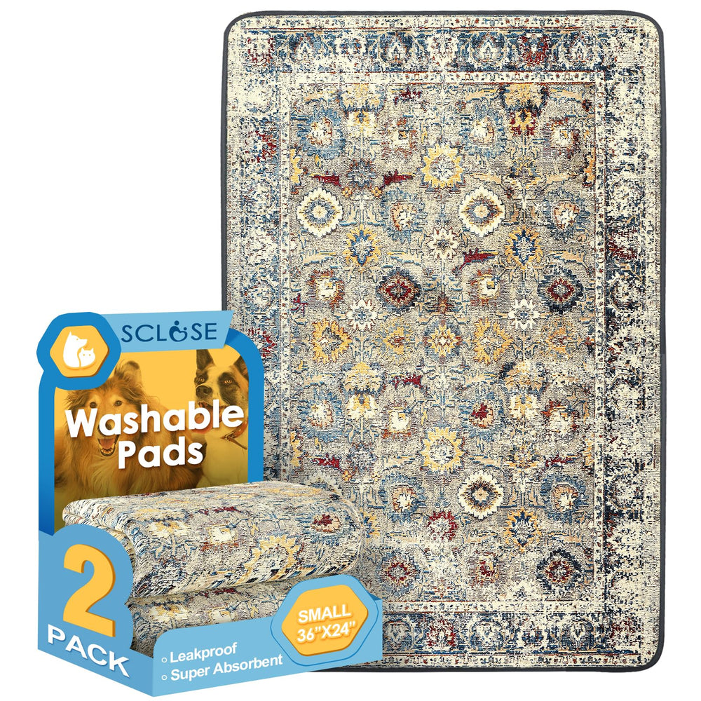 SCLOSE washable dog pee pad with pattern surface for stylish, reusable floor protection