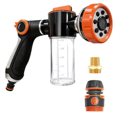 SCHITEC dog wash hose attachment with built-in soap dispenser for mess-free baths.