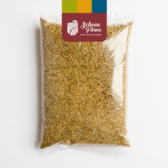 Schoen Farms Canary Seed Alpiste 5lbs feeder setup highlights versatile feeding options.