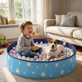 SCLWSS 47-inch dog ball pit folding blue provides spacious play space for dogs indoors or outdoors.