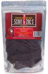 Scout & Zoe's kangaroo treats package front featuring a simple, protein-forward recipe.