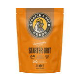 Scratch and Peck Starter Grit bag-front shows packaging for sustainable grit.