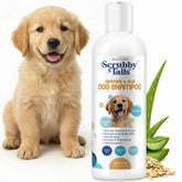 Scrubby Tails organic dog shampoo bottle front - unscented formula for sensitive dogs.