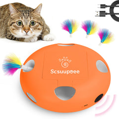 Scsuupoee 2-in-1 cat toy with pop-up feather for indoor play.