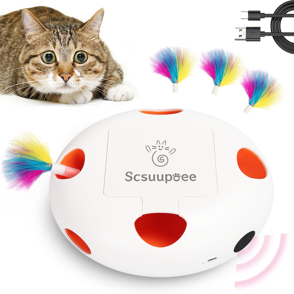 Scsuupoee cat toys 7 holes feather pop engaging feather play for indoor cats