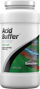 Seachem Acid Buffer bottle labeled for pH 5.0β8.0 in planted tanks.