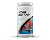 Seachem Cichlid Lake Salt bottle pour for Rift Lake remineralization and stable water chemistry.