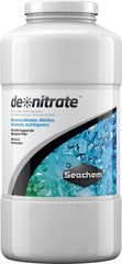 Seachem Denitrate 1L package showing porous filtration media for nitrate control in aquariums.