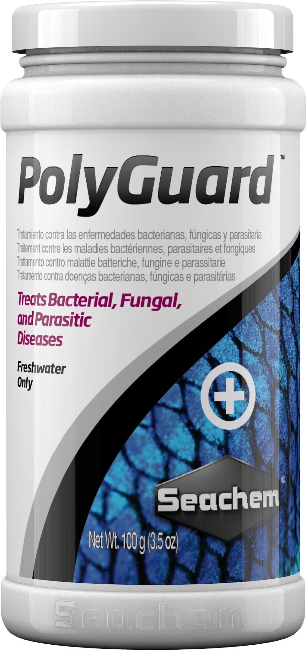 Seachem PolyGuard 100 gram bottle for treating common freshwater fish ailments
