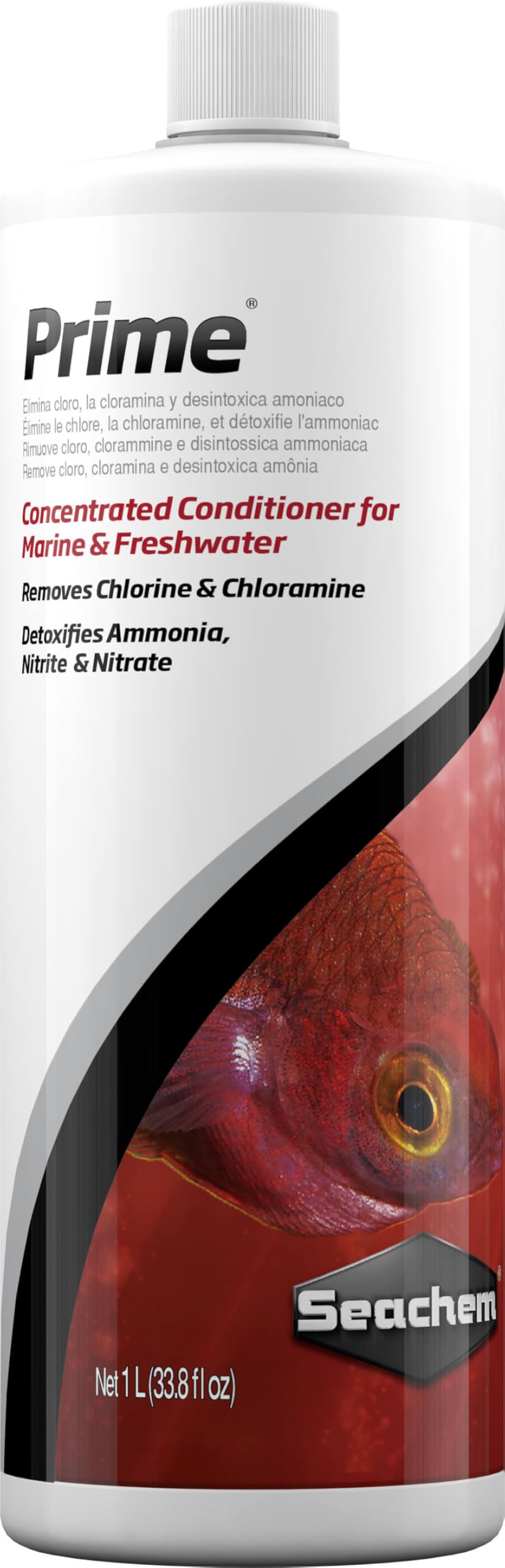 Seachem Prime 1L bottle front view for water conditioning