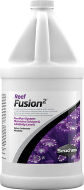 Seachem Reef Fusion calcium bottle for robust coral growth and skeletal development.