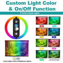 Seven color options to customize mood and aquarium aesthetics.