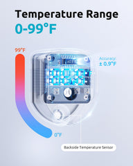SEAOURA thermometer display on cleaner showing tank temperature.