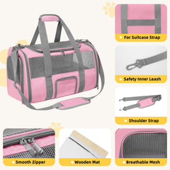 SECLATO soft side cat carrier breathable mesh panels for airflow