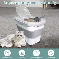SECOAT 20-lb capacity litter storage bin showing large interior for bulk refills.