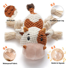 Sedioso cow plush toy reveals crinkle paper for sensory excitement during games.