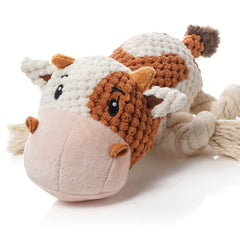 Sedioso cow dog toy with squeaker for interactive play and fetch.