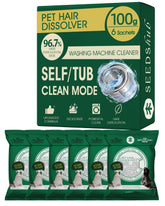 Seedshub pet hair dissolver packaging with 6 sachets for easy washer care.