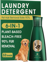 Seedshub Pet Hair Remover bottle shows a 6-in-1 laundry solution for fur-free fabrics