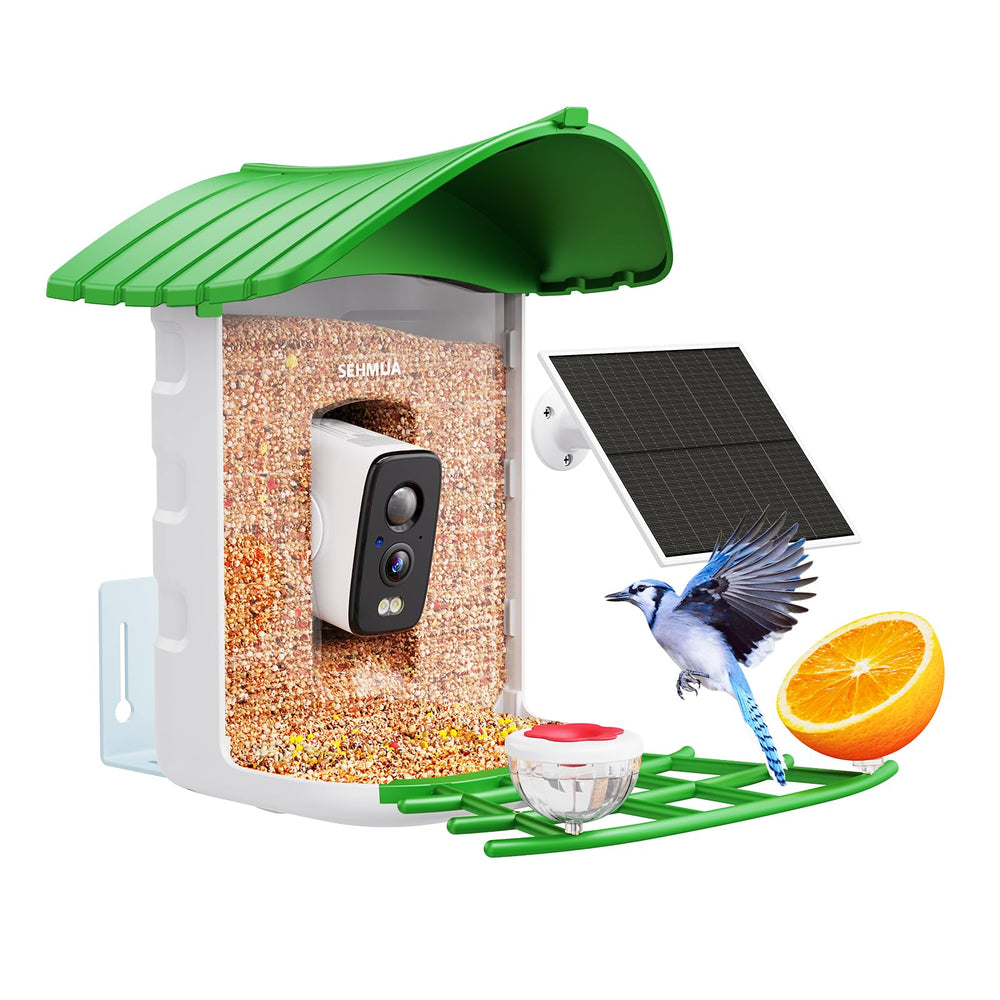 SEHMUA bird feeder camera front view captures birds in action for easy observation.