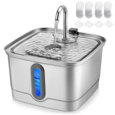SEIRMEP stainless steel cat water fountain front view with large capacity for pets