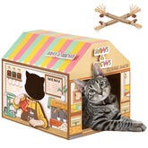 SEKAM cardboard cat house coffee shop front view for cozy indoor lounging