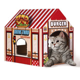 SEKAM Cardboard Cat House with Scratchboard provides a cozy play and rest space with scratch area.