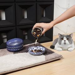 Selamica colorful patterns brighten mealtime for multiple pets.