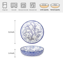 Selamica wide shallow bowls showcase 5-6 inch diameter supporting whisker comfort.