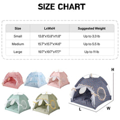 Selena cat bed tent removable cover simplifies cleaning and setup.