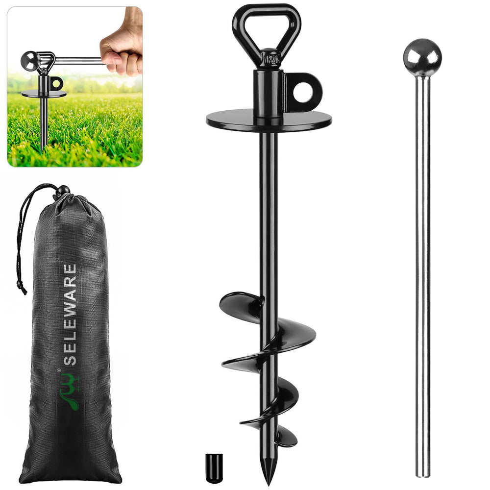 SELEWARE dog tie out stake assembly secures large dogs outdoors safely