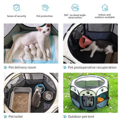 SENCONE folding playpen folded compactly for travel and storage convenience.