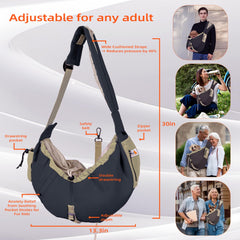 Senior Budday dog carrier sling side-zip offers gentle contact and calm pets.