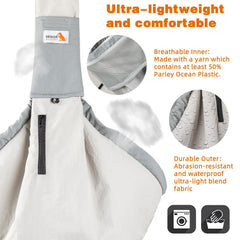 SENIOR BUDDAY sling side zipper detail for soothing contact with your pet.