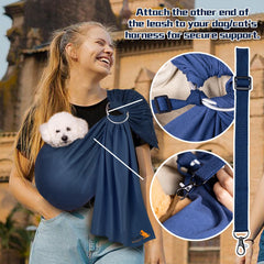 SENIOR BUDDAY dog sling chest-worn demonstration for hands-free use