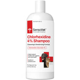 SensoVet Chlorhexidine 4% Shampoo bottle for dogs and cats, promoting clean coats.