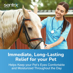 Sentrx Eye Lube Pro applied to a dog after outdoor activity for comfort.