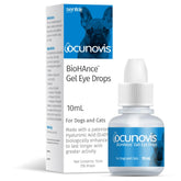 Sentrx Ocunovis gel eye drops bottle ready for application, convenient pet lubrication.