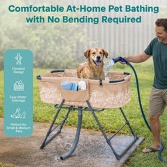 SereneLife foldable dog bath tub with adjustable height for comfortable grooming