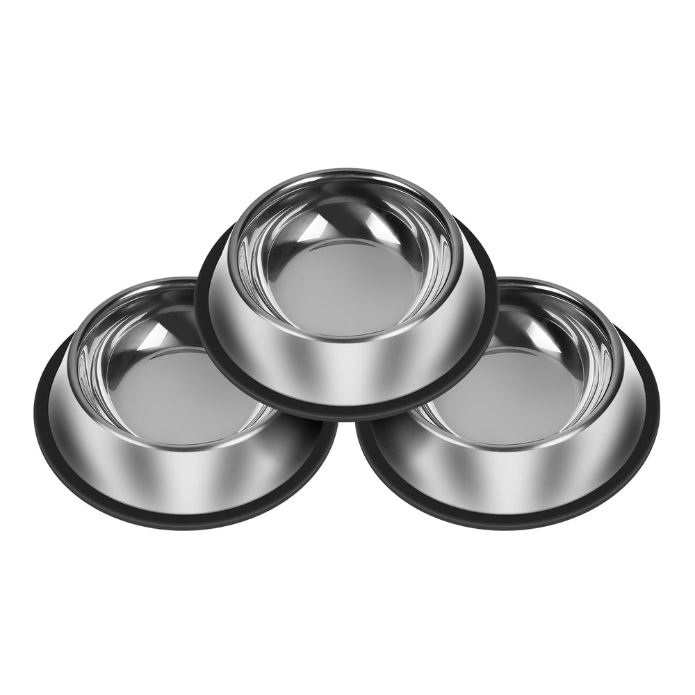 Serentive 3Pcs stainless steel dog bowls with durable mirror finish for long-lasting use.
