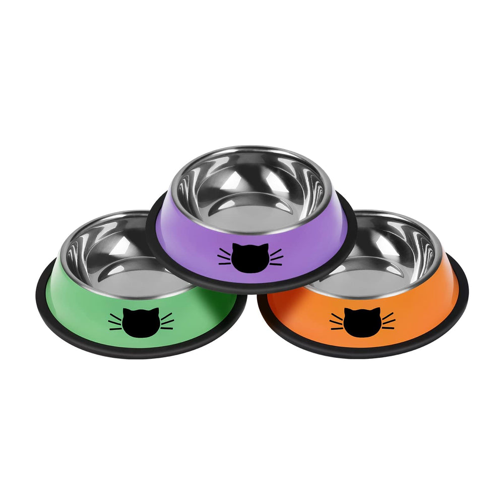 Serentive 3-piece stainless steel cat bowls for daily meals.