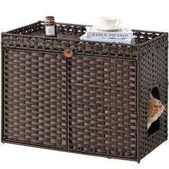 SETVSON cat litter box enclosure front view showing discreet hideaway in a living room
