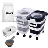 SEWIU 2pack dog food container with collapsible design to save space.