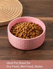 Seyatoo pink ceramic bowl with full capacity indication for dry food or water