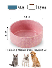 Seyatoo pink ceramic dog bowl side view highlighting compact height for comfortable meals